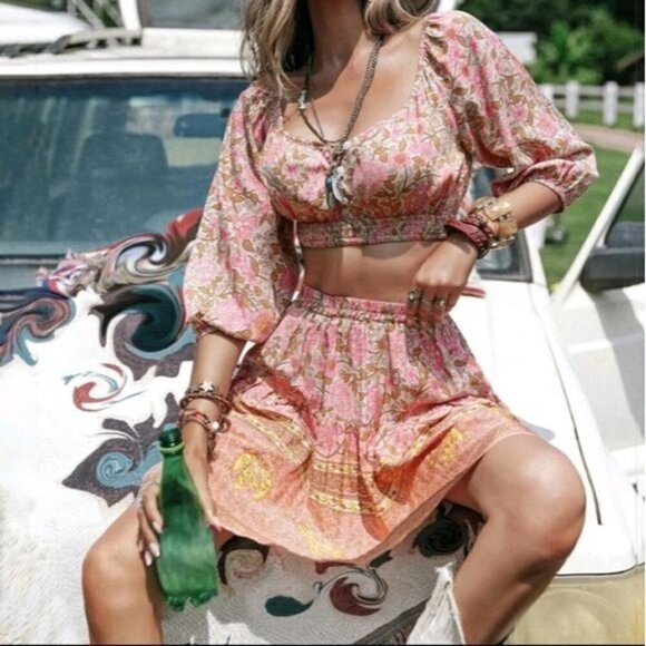 PREMIUM BRAND AND QUALITY TWO PIECE SKIRT AND CROP TOP GYPSY STYLE - Picture 1 of 8